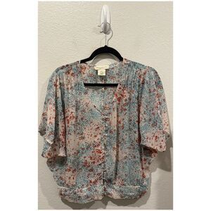 STARING AT STARS Floral Boho Button Down Blouse